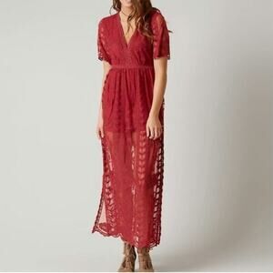 Gimmicks By BKE Lace Romper Maxi Dress Size Small